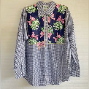 Vintage The Quaker Factory Bow Floral Button Down NWT